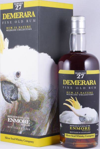 Enmore Demerara 1988 27 Years Single Cask No. 44 Silver Seal Wildlife Collection Wooden Coffee Still Fine Old Guyana Rum 50,0%