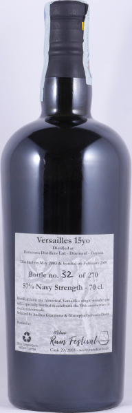 Diamond Demerara 2003 15 Years Single Cask No. 29/2003 Milano Rum Festival Versailles Navy Strength Guyana Rum 57,0%