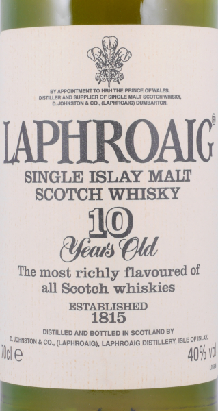 Laphroaig 10 Years Bourbon Casks Vintage 1980s Islay Single Malt Scotch Whisky 40,0%