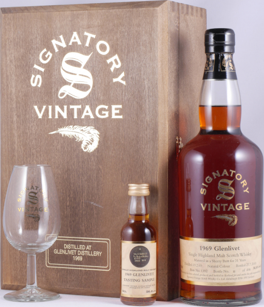 Glenlivet 1969 31 Years Sherry Butt Cask No. 1392 Signatory Rare Reserve Release Speyside Single Malt Scotch Whisky 56.4%