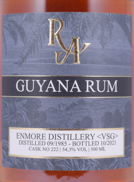 Enmore 1985 36 Years Cask No. 222 Rum Artesanal Versailles Single Wooden Vat Still Guyana Rum 54,3%