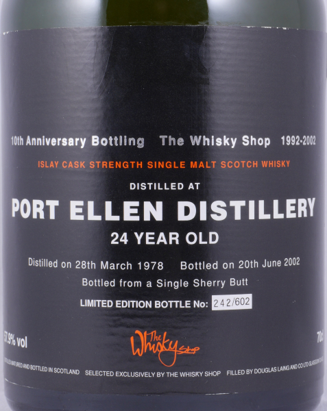 Port Ellen 1978 24 Years Sherry Butt 10th Anniversary Bottling of The Whisky Shop Islay Single Malt Scotch Whisky 57,9%