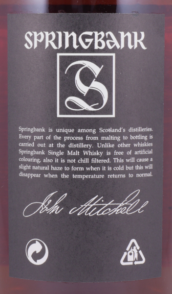 Springbank 18 Years 1st Batch 2009 Inaugural Release Campbeltown Single Malt Scotch Whisky 46.0%