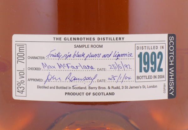 Glenrothes 1992 12 Years Vintage Limited Edition Bottled in 2004 Speyside Single Malt Scotch Whisky 43.0%