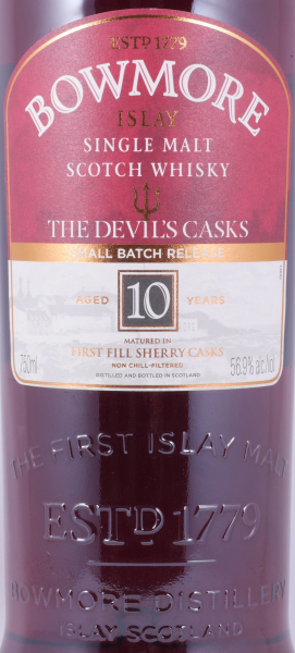 Bowmore The Devils Casks 10 Years First Fill Sherry Casks Small Batch Release Islay Single Malt Scotch Whisky 56.9%