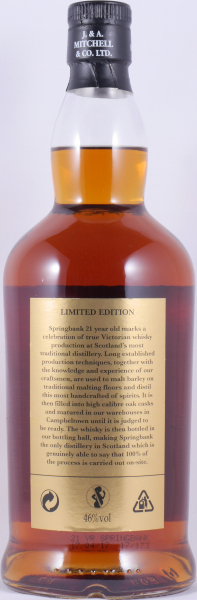 Springbank 21 Years Limited Edition 2017 Bourbon, Sherry, Port and Rum Casks Campbeltown Single Malt Scotch Whisky 46.0%