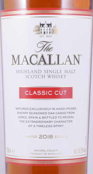 Macallan Classic Cut 2018 Limited Edition Sherry Oak Casks Highland Single Malt Scotch Whisky Cask Strength 51.2%