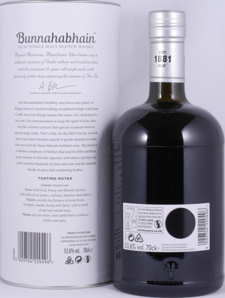 Bunnahabhain 2001 19 Years Marsala Cask Finish Feis Ile 2021 Limited Edition Islay Single Malt Scotch Whisky 53,6%