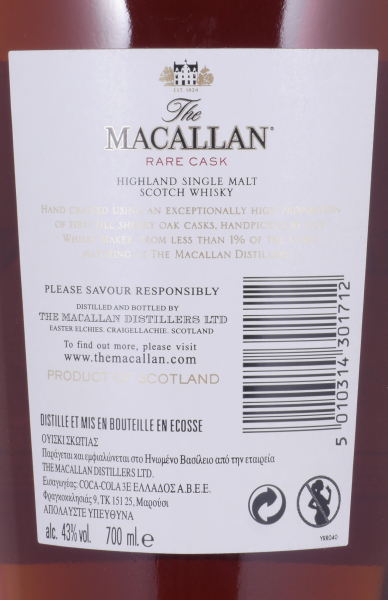 Macallan Rare Cask The 1824 Master Series Limited Edition Highland Single Malt Scotch Whisky 43,0%