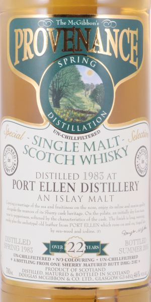 Port Ellen 1983 22 Years Sherry Butt Cask No. DMG 2102 Douglas McGibbons Provenance Islay Single Malt Scotch Whisky 46.0%