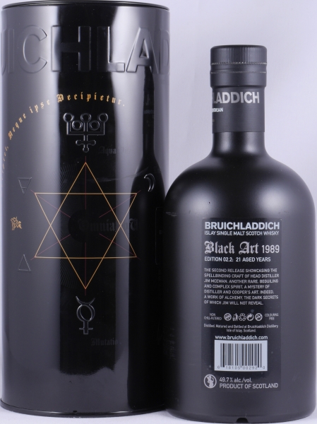 Bruichladdich Black Art 02.2 1989 21 Years Limited Edition Release 2010 Islay Single Malt Scotch Whisky Cask Strength 49.1%