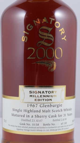 Glenburgie 1967 31 Years Sherry Cask No. 11158 Signatory Vintage Millenium Edition Speyside Single Malt Scotch Whisky 56,9%