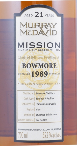Bowmore 1989 21 Years Bourbon/Chateau Latour Cask Murray McDavid Mission Gold Series Islay Single Malt Scotch Whisky 55,2%