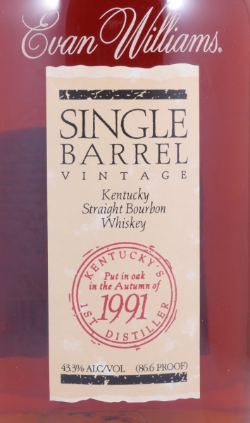 Evan Williams Vintage 1991 Single Barrel No. 128 Kentucky Straight Bourbon Whiskey 43,3%