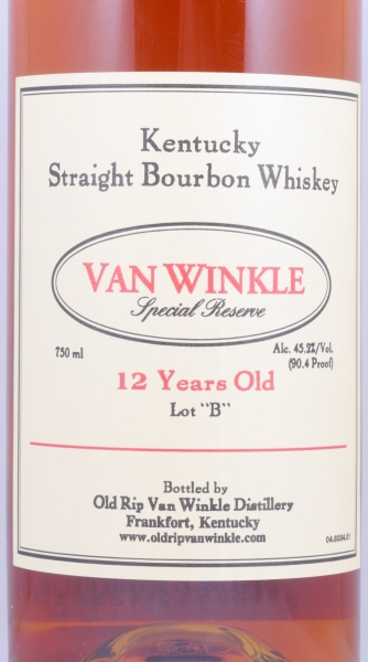 Old Rip Van Winkle 12 Years Lot B Special Reserve Kentucky Straight Bourbon Whiskey 45,2%