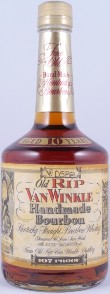 Old Rip Van Winkle 10 Years Bottle No. D588 Dumpy Bottle Handmade Kentucky Straight Bourbon Whiskey 53,5%