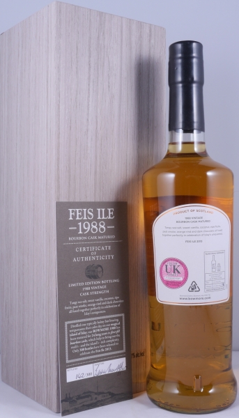 Bowmore 1988 24 Years Feis Ile 2013 1st Fill Bourbon Cask Islay Single Malt Scotch Whisky Cask Strength 51.0%