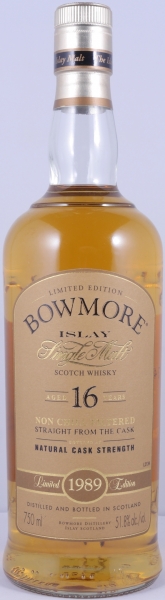 Bowmore 1989 16 Years Bourbon Cask Limited Edition Bottling Islay Single Malt Scotch Whisky Cask Strength 51,8%