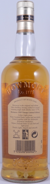 Bowmore 1989 16 Years Bourbon Cask Limited Edition Bottling Islay Single Malt Scotch Whisky Cask Strength 51,8%