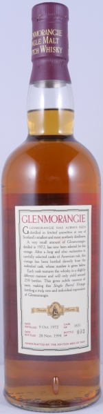 Glenmorangie 1972 22 Years Single Barrel Cask No. 1831 Rare Vintage Limited Bottling Highland Single Malt Scotch Whisky 46,0%