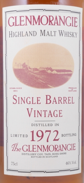 Glenmorangie 1972 22 Years Single Barrel Cask No. 1831 Rare Vintage Limited Bottling Highland Single Malt Scotch Whisky 46,0%