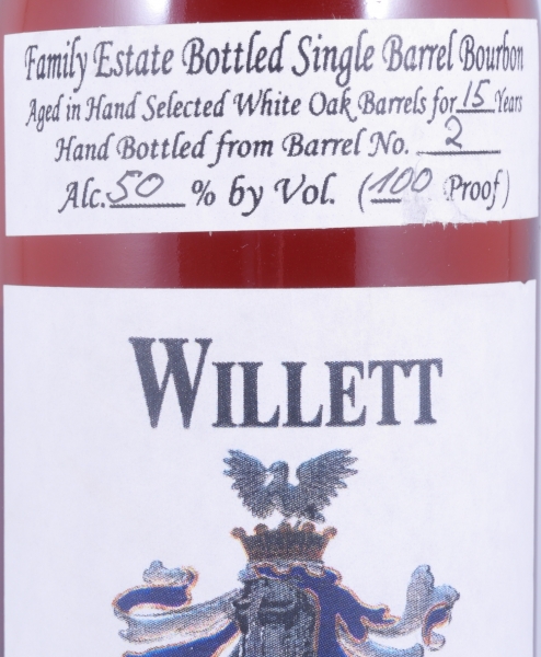 Willett 1992 15 Years Single Barrel No. 2 for Mr. Bourbon Heinz Taubenheim Family Estate Kentucky Straight Bourbon Whiskey 50,0%