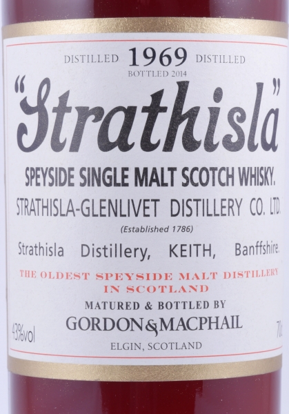 Strathisla 1969 45 Years Refill Sherry Butt und Bourbon Casks Gordon und MacPhail Speyside Single Malt Scotch Whisky 43,0%