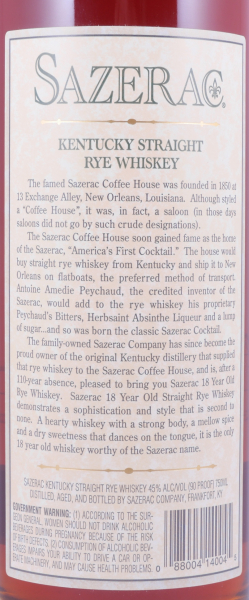 Sazerac 1985 18 Years Fall of 2005 Buffalo Trace Antique Collection Kentucky Straight Rye Whiskey 45.0%