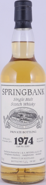 Springbank 1974 28 Years Oak Cask No. 2283 Private Bottling Campbeltown Single Malt Scotch Whisky 46,0%