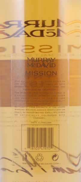 Clynelish 1971 36 Years Bourbon Cask Murray McDavid Mission Cask Strength Limited Edition Highland Single Malt Scotch Whisky 51.5%