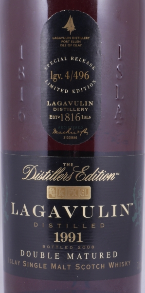 Lagavulin 1991 16 Years Distillers Edition 2008 Special Release lgv.4/496 Islay Single Malt Scotch Whisky 43.0%