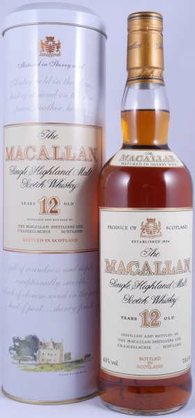 Macallan 12 Years Sherry Wood Highland Single Malt Scotch Whisky round Tin 43.0%