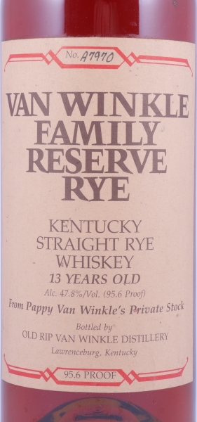 Van Winkle Family Reserve 13 Years-old No. A7970 Pappy van Winkles Private Stock Stitzel-Weller Lawrenceburg Kentucky Straight Rye Whiskey 47,8%