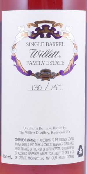 Willett 12 Years Single Barrel No. 761 Family Estate Rare Release Kentucky Straight Bourbon Whiskey 64.05%