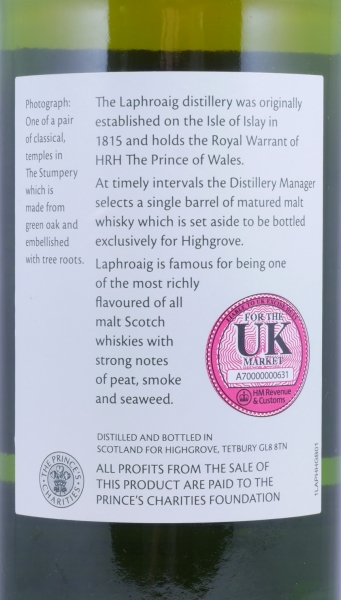 Laphroaig 1994 12 Years Oak Cask No. 7229 Highgrove Limited Edition Islay Single Malt Scotch Whisky 46.0%