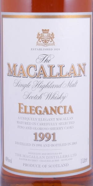 Macallan 1991 12 Years Elegancia Sherry Casks Highland Single Malt Scotch Whisky 40,0% 1,0L