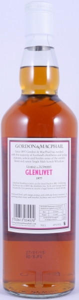 Glenlivet 1977 37 Years Refill Sherry and American Hogsheads Gordon and MacPhail J.G. Smiths Label Speyside Single Malt Scotch Whisky 43.0%