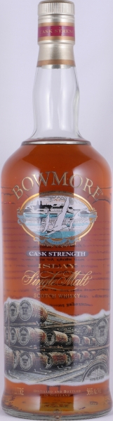 Bowmore Cask Strength Glass Printed Label Islay Single Malt Scotch Whisky 56.0% 1.0 Litre