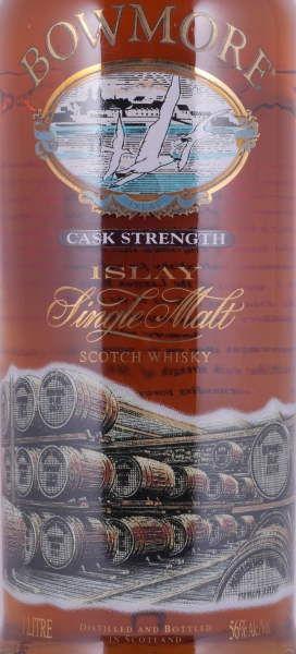 Bowmore Cask Strength Glass Printed Label Islay Single Malt Scotch Whisky 56.0% 1.0 Litre