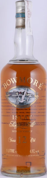 Bowmore 12 Years Islay Single Malt Scotch Whisky Glass Printed Label with 3 Icons 43,0%