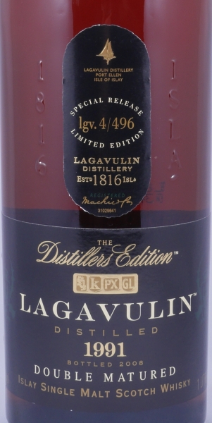 Lagavulin 1991 16 Years Distillers Edition 2008 Special Release lgv.4/496 Islay Single Malt Scotch Whisky 43,0% 1,0L