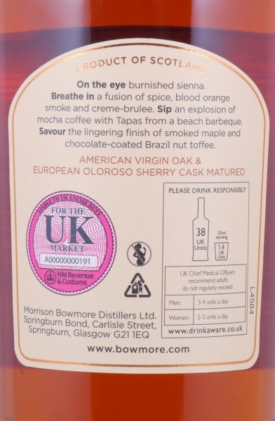 Bowmore American Virgin Oak and First Fill Oloroso Sherry Butt Feis Ile 2016 Limited Edition Islay Single Malt Scotch Whisky 54.9%