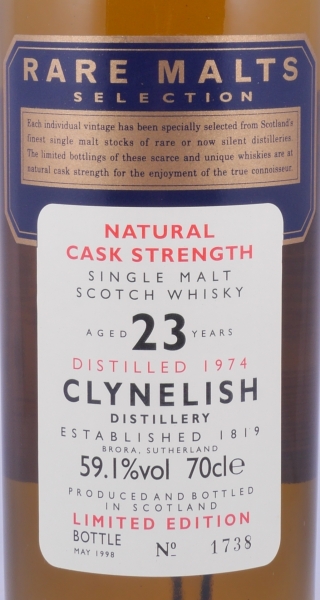 Clynelish 1974 23 Years Diageo Rare Malts Selection Limited Edition Highland Single Malt Scotch Whisky Cask Strength 59,1%