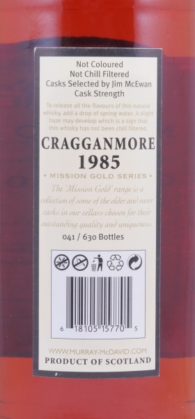 Cragganmore 1985 21 Years Bourbon / Tempranillo Rioja Cask Finish Murray McDavid Mission Gold Speyside Single Malt Scotch Whisky 55,6%