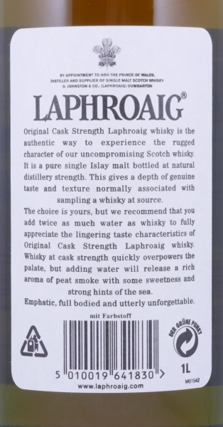 Laphroaig 10 Years Cask Strength Red Stripe Islay Single Malt Scotch Whisky 55,7% 1,0 L