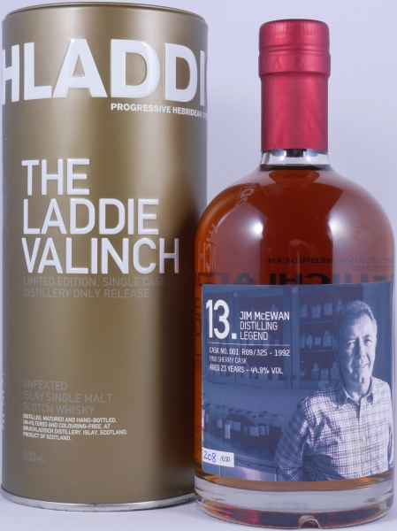 Bruichladdich 1992 23 Years Fino Sherry Cask No. 001 R09/325 The Laddie Crew Valinch No. 13 Jim McEwan Islay Single Malt Scotch Whisky 44,9%