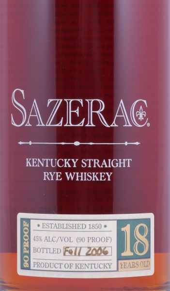 Sazerac 1988 18 Years Fall of 2006 Buffalo Trace Antique Collection Kentucky Straight Rye Whiskey 45,0%