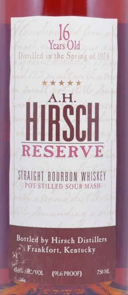 A.H. Hirsch Reserve 1974 16 Years Gold Foil Straight Bourbon Whiskey 45.8%