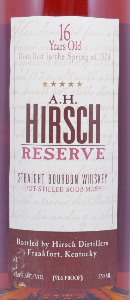 A.H. Hirsch Reserve 1974 16 Years Gold Foil Straight Bourbon Whiskey 45,8%