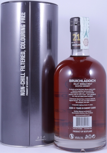 Bruichladdich 21 Years Oloroso Sherry Casks Limited Edition Release 2008 Islay Single Malt Scotch Whisky 46.0%